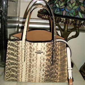 COACH CROSBY EMB SNAKE/PYTHON LEATHER LARGE SATCHEL SHOULDER BAG